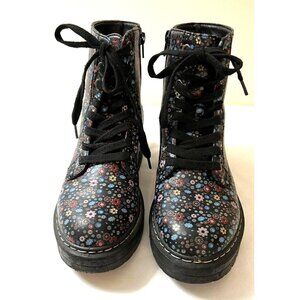 Sugar Womens Kaedy Combat Boots Black Ditzy Floral Size 5.5 M Lace Up